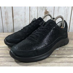 Hotter Star Nubuck Shoes Womens Size 9 Athletic Lace Up Comfort Black Trainers